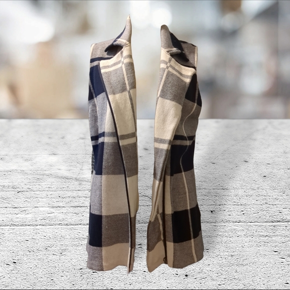 NWT chaps navy and white plaid vest jacket coat size L $30 OBO takes it - Picture 4 of 16